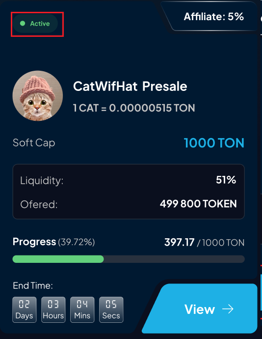 Select an Active Fair Launch Project